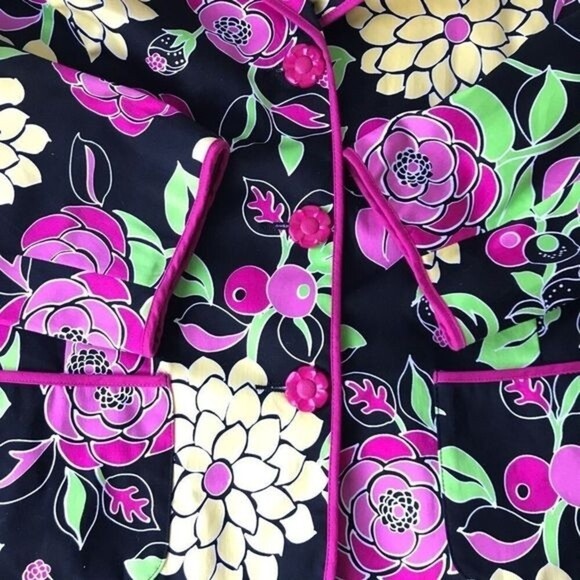 Ny Collection Woman Button Front Floral Print Jacket Blazer Size 1X - Picture 3 of 8